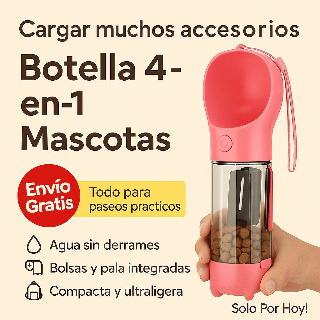 Botella 4‑en‑1 Mascotas